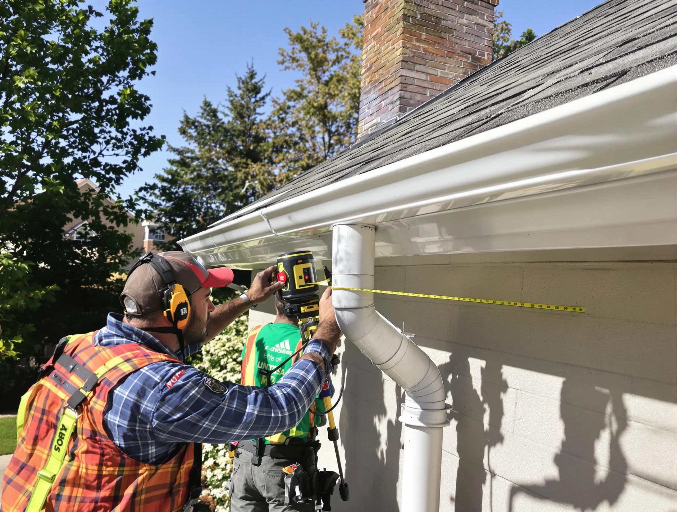 Lyndhurst Roofing Company installing downspouts at a property in Lyndhurst, OH