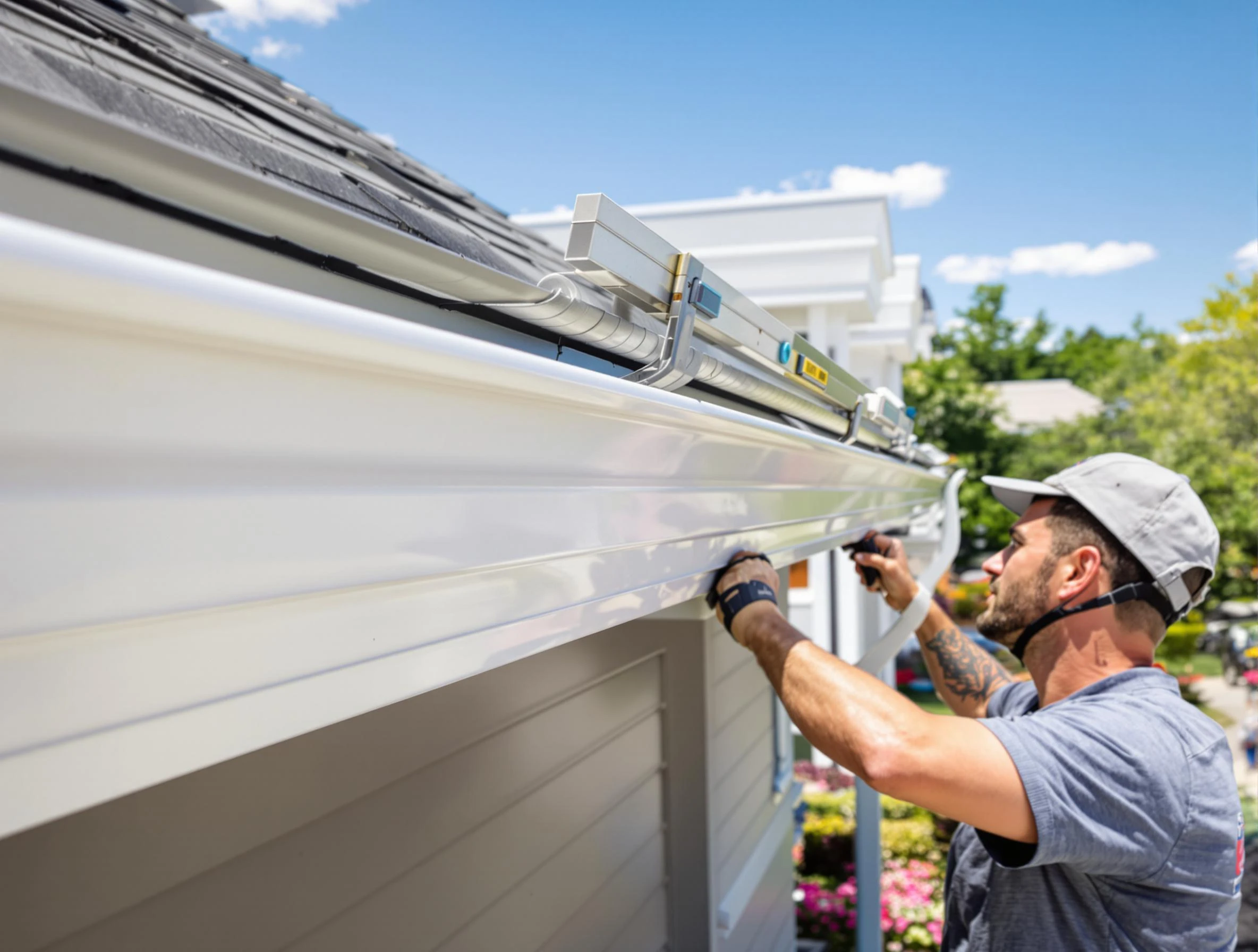 Newly installed gutters by Lyndhurst Roofing Company for a home in Lyndhurst, OH